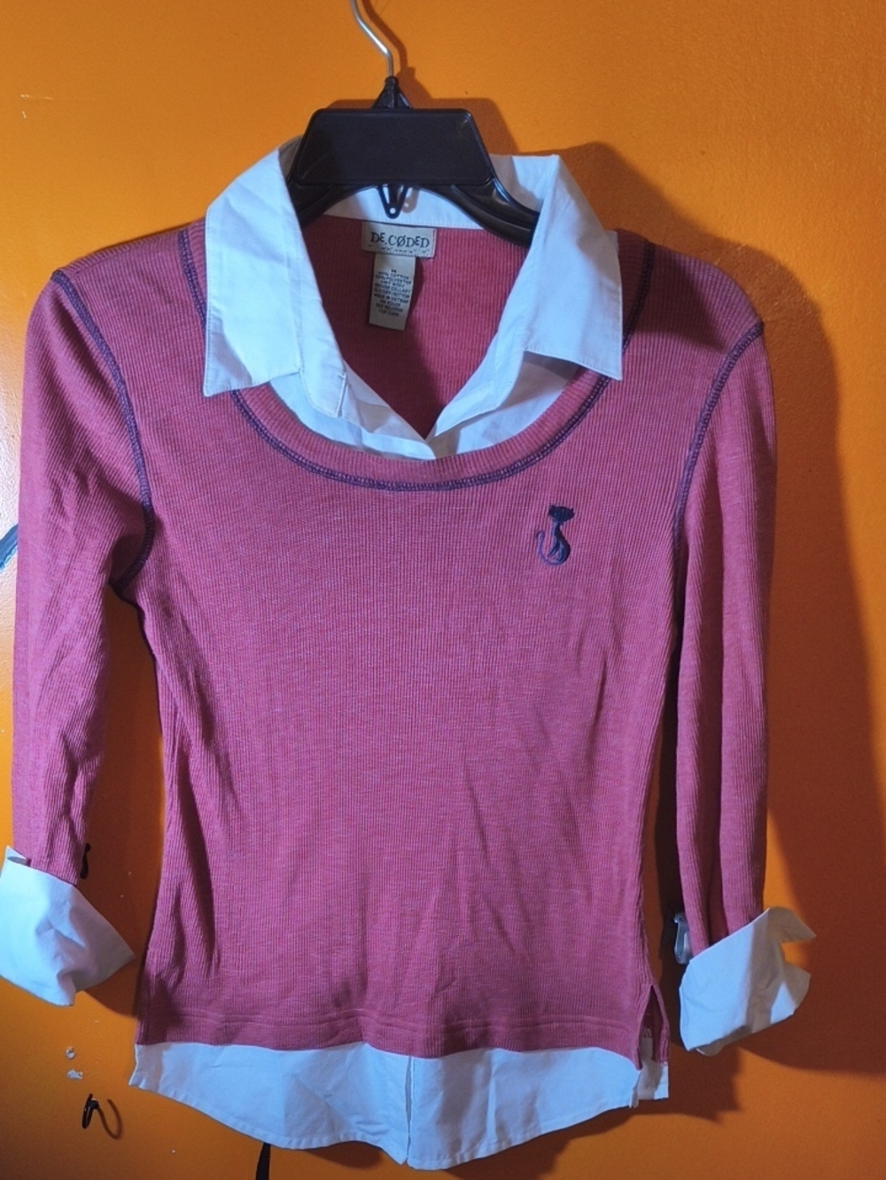 De-Coded Women’s Button-Down Layered Pink Top